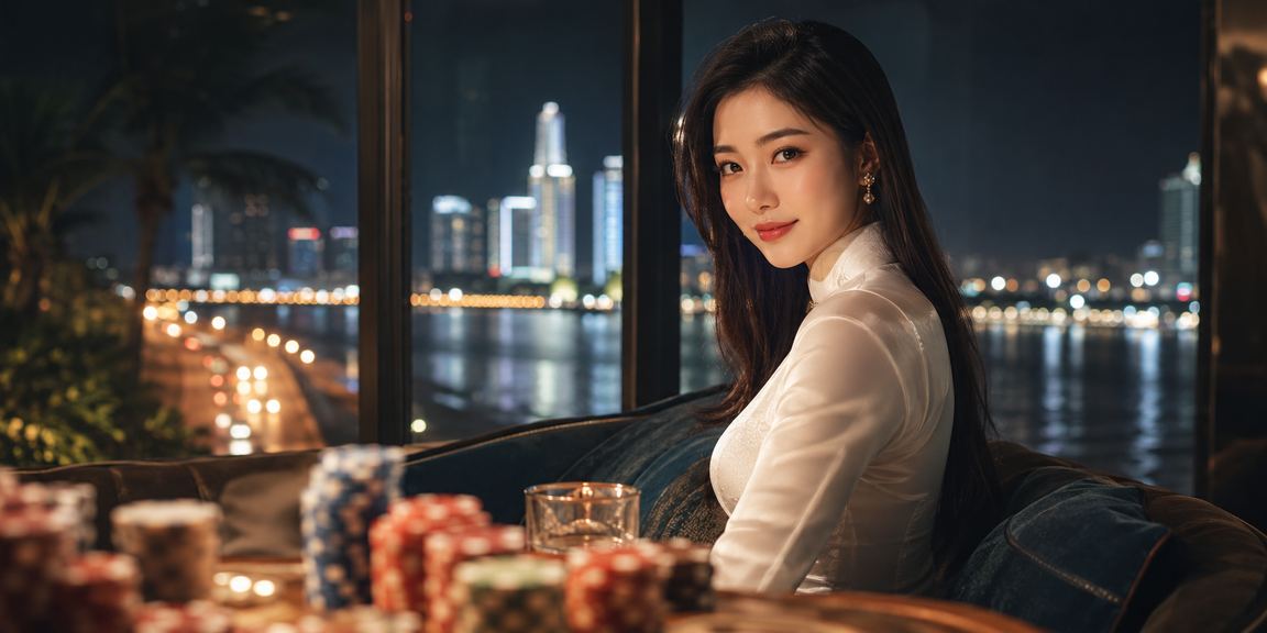 Giao diện xổ số 268 với người chơi áo dài tại Mũi Né