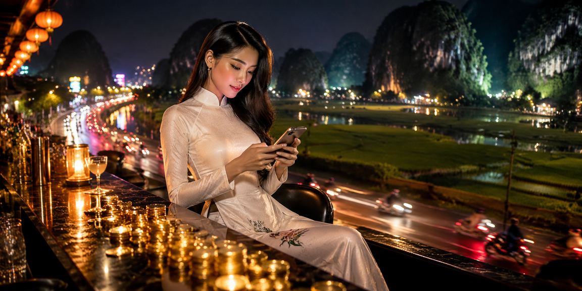 Người mặc áo dài chơi casino trên điện thoại tại Ninh Bình