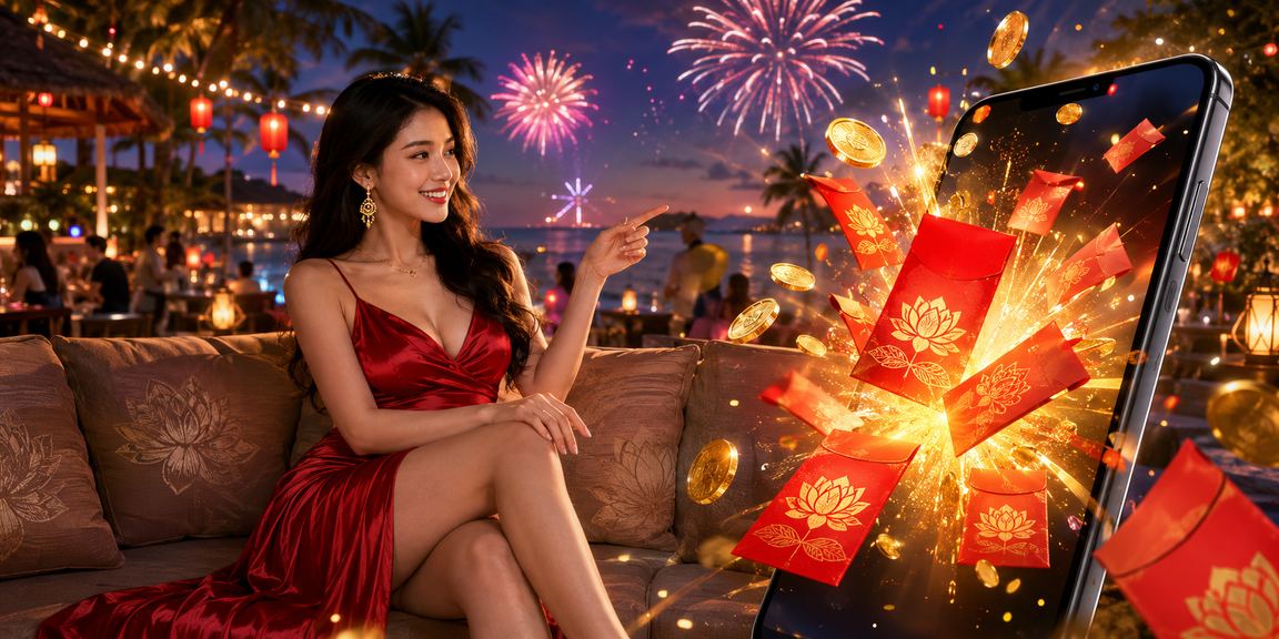 Người dùng tại Phú Quốc nhận thưởng và nạp tiền qua ứng dụng di động bên bãi biển